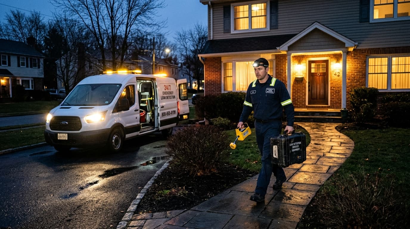 24/7 emergency leak detection technician arriving with diagnostic equipment in Reno, NV